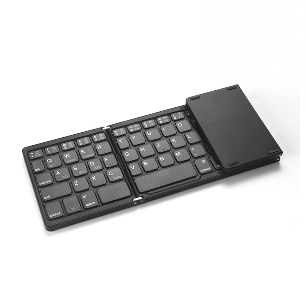 Przenośna trzy składana klawiatura Bluetooth bezprzewodowa składana klawiatura do iOS Android Windows iPad tablet z klawiaturą numeryczną (czarna)