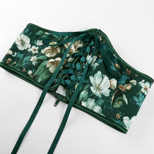 Image of Scarlet Darkness Corset Belt for Women Renaissance Lace up Corset Floral Wide Waist Belts