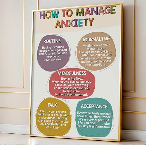 Gracehouse-Design-How-To-Manage-Anxiety-Poster-Mental-Health-Wall-Art-for-Classroom-11x17-School-Counselor-Poster-Therapy-Office-Decor-Inspirational-Posters-Positive-Quotes-Wall-Decor-Unframed