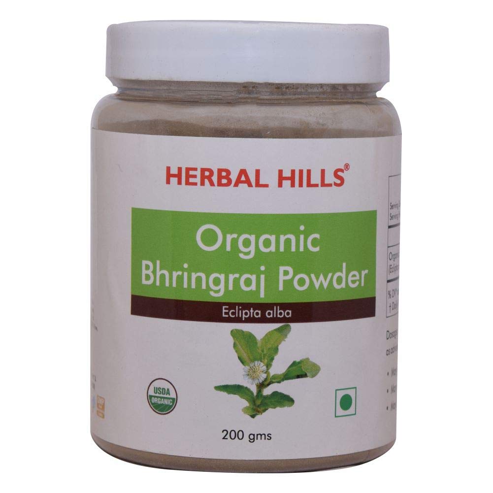 HERBAL HILLSOrganic Bhringraj Powder - 200 g (Pack of 2) For Hair Care, Hair Growth, Eclipta Alba