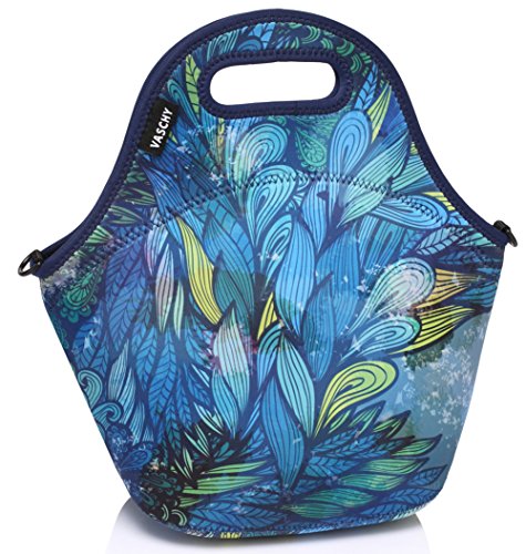 Vaschy Artist Designed Neoprene Insulated Lunch Bag Tote with Detachable Adjustable Shoulder Strap f - //coolthings.us