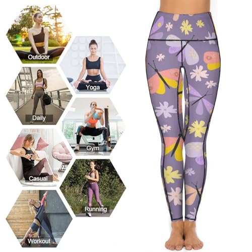 Legging de yoga violet imprimé papillon idéal pour le jogging et studio - 5