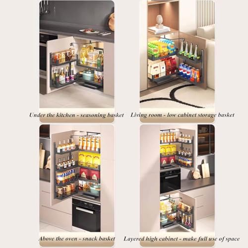 Genérico Organizador extraíble Ajustable de 3 Niveles para armarios de Cocina y baño, Cesta de Almacenamiento extraíble con Movimiento sincronizado, Ideal para armarios de 500 mm, despensas y solucio
