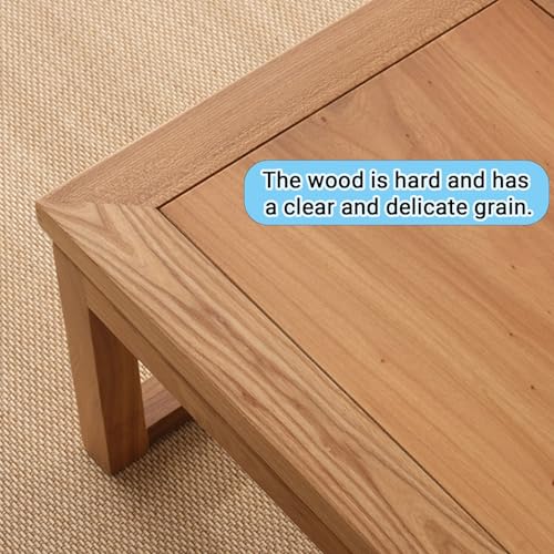 Table basse en bois massif d'orme meuble bas zen pour espace lumineux