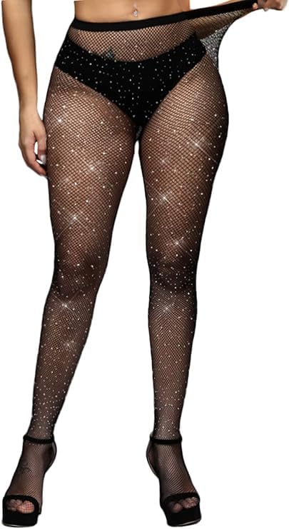 GenericSST BLACK Sparkle Diamond Fishnets Sexy Tights SIZE (24-30) PACK OF 1 BLACK COLOUR