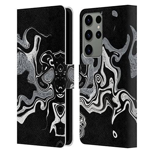 Étui en cuir Galaxy S23 Ultra finition marbre b&w avec rangements premium