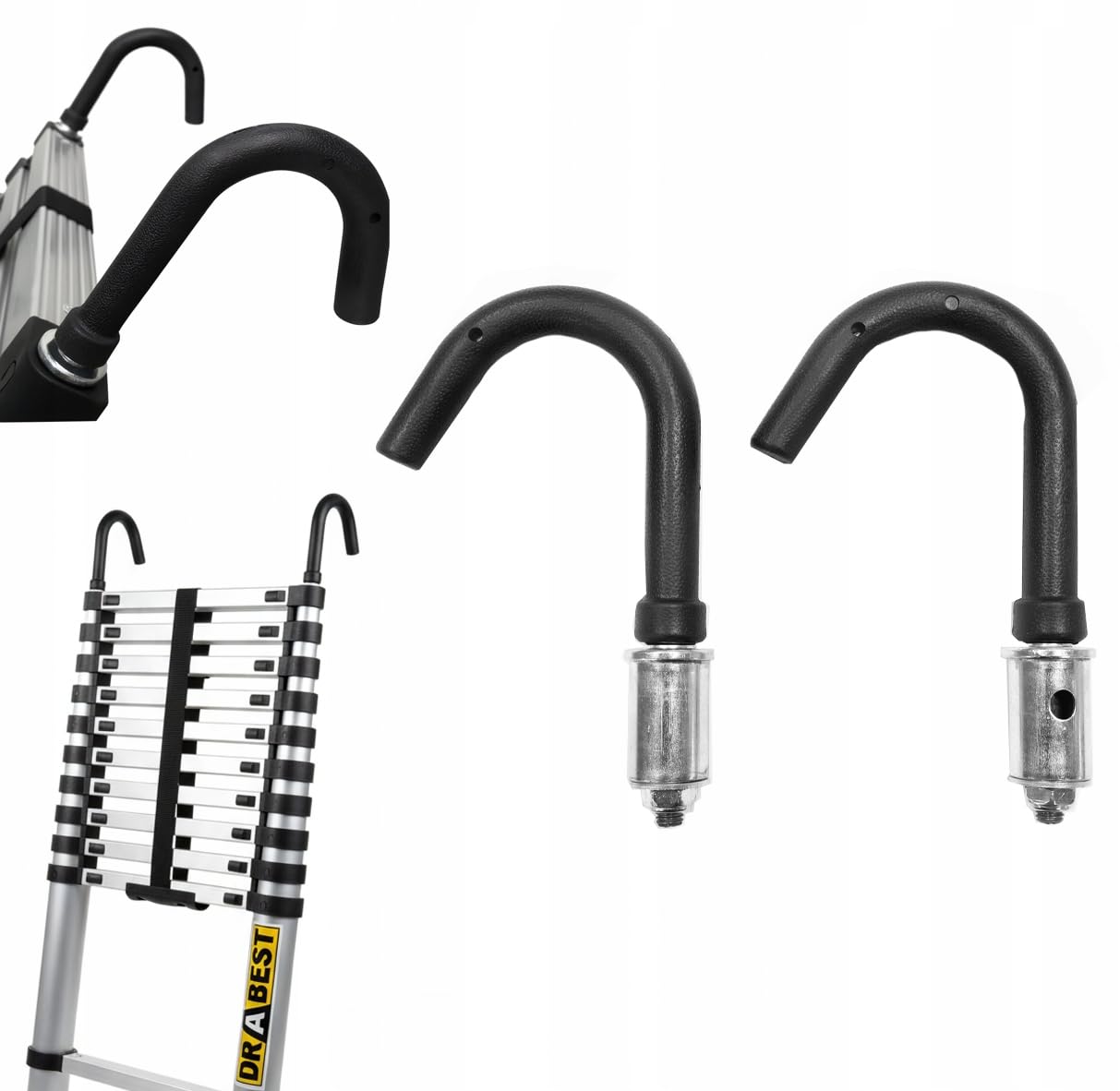 Drabest - Ganci per Scale da Tetto - Robusti Supporti in Acciaio e Alluminio - Compatibili con le Scale Drabest - Montaggio Facile e Veloce - 2 pezzi