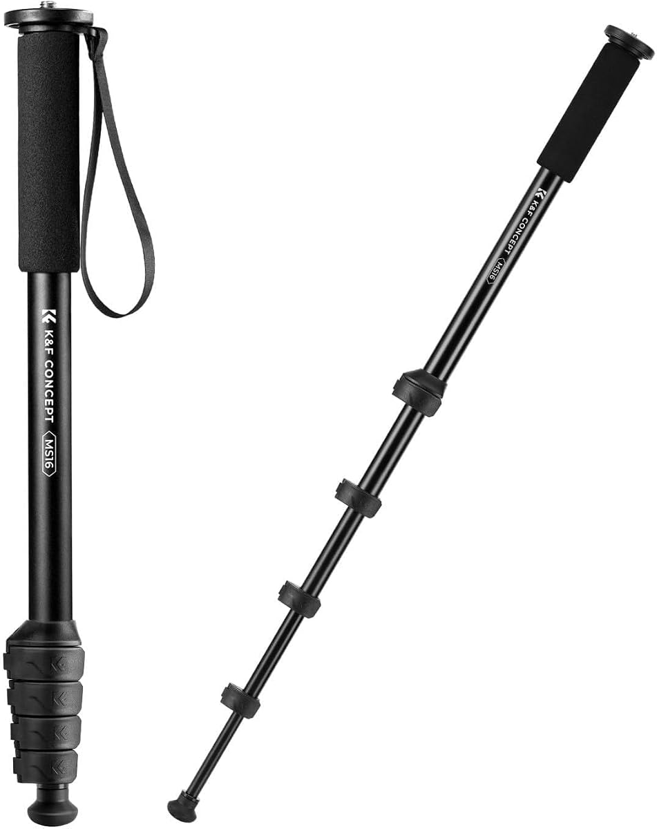 Camera Monopod, 63" Aluminum Photography Monopod | 5-Section Height, Lightweight & Portable Camera Accessories, Payload 11lb, MS16
