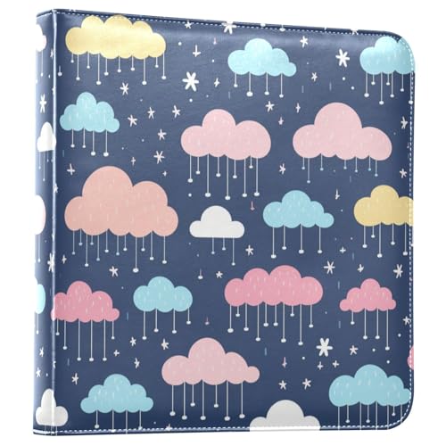 JIPONI Funny Clouds in Rain Large Photo Album, DIY Leather Cover Scrapbook Albums for 4x6 5x7 6x8 Pictures, Self Adhesive Memory Book for Wedding, Baby, Family