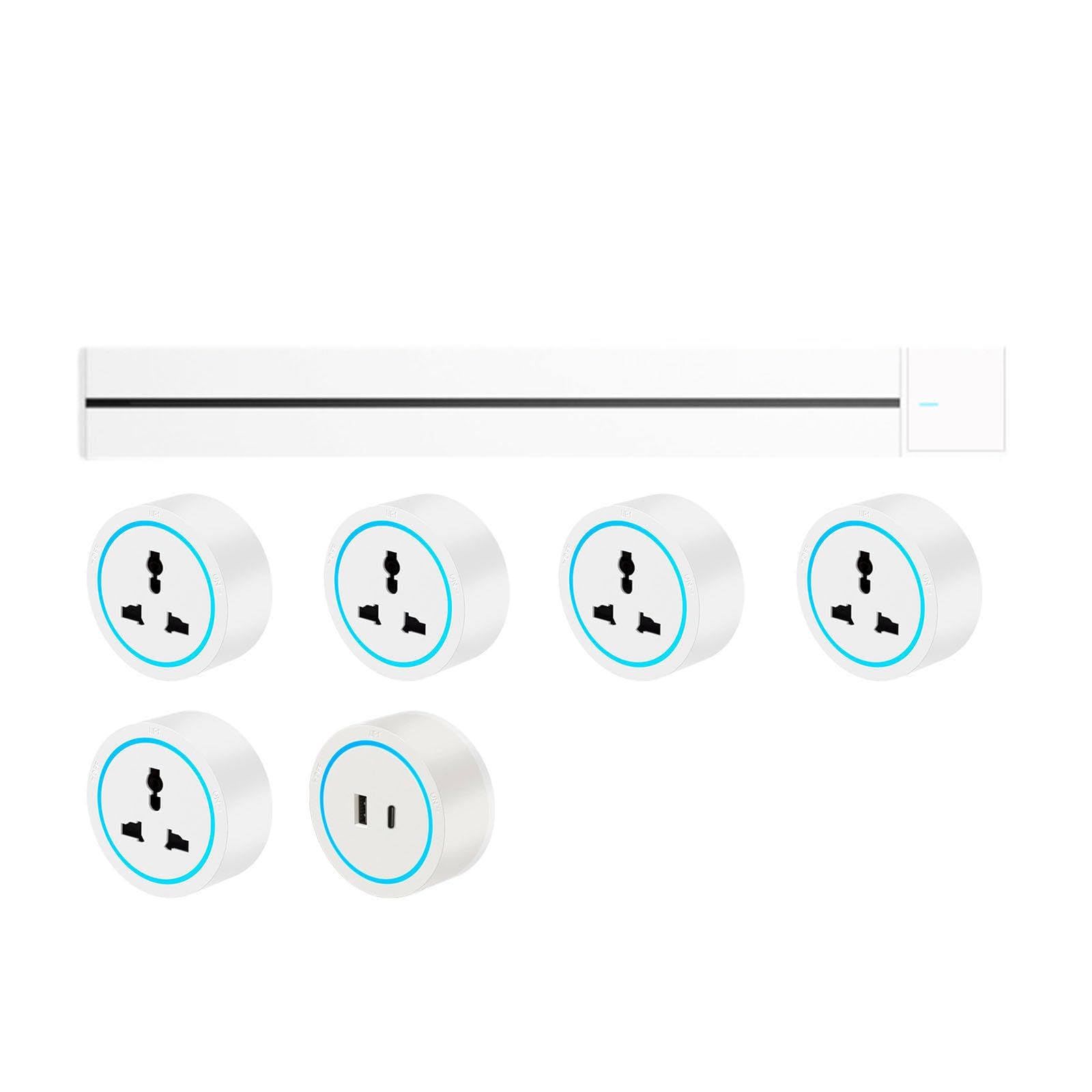 Power Strips Track Socket, Kitchen Power Strip, Wall-Mounted, Embedded Switch Guide Rail Slide Movement(White,80cm)