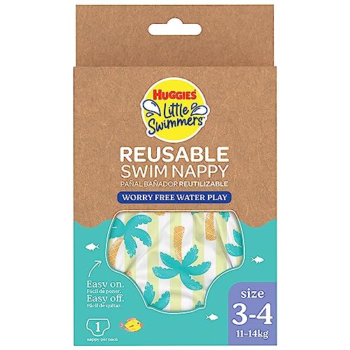 Huggies Little Swimmers - Pañales de natación reutilizables (talla 3-4, 11-14 kg)