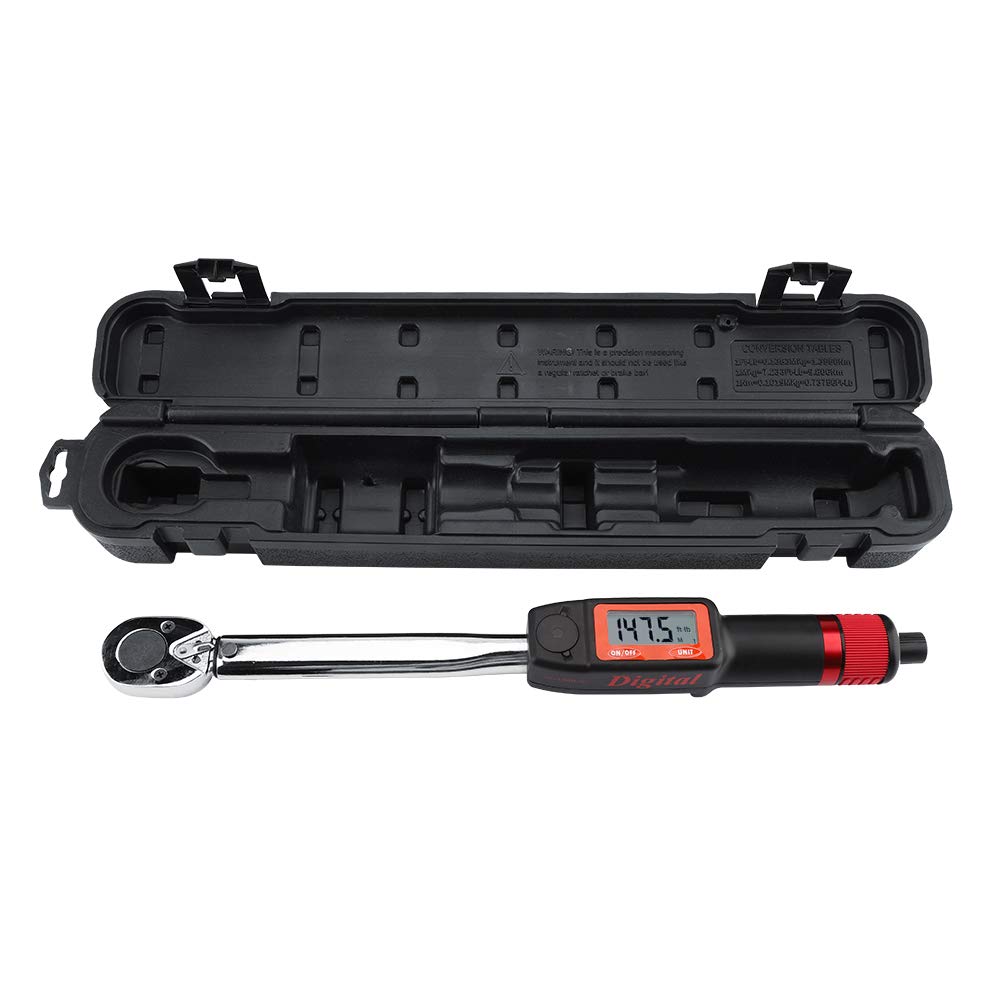 Rengue 1 Cyfrowy Klucz Dynamometryczny z Napędem 2 Cali, Klucz Zatrzaskowy z Podświetleniem LED, od 30 do 150 Ft Lb z konwersją Nm na Lb, Ergonomiczny Uchwyt do Napraw Samochodów i Użytku Domowego