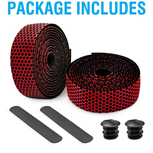 MARQUE Hex Bicycle Handlebar Tape - Road Bike Handle bar Tape 2PCS per Set (Red) - Thumbnail 4