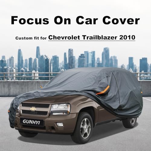 Image of GUNHYI Premium Car Cover Custom Fit Chevrolet Trailblazer(2001-2010), 16 Layers Heavy Duty Car Cover Waterproof All Weather with Zipper Door for Sun Rain Snow Dust Uv Protection