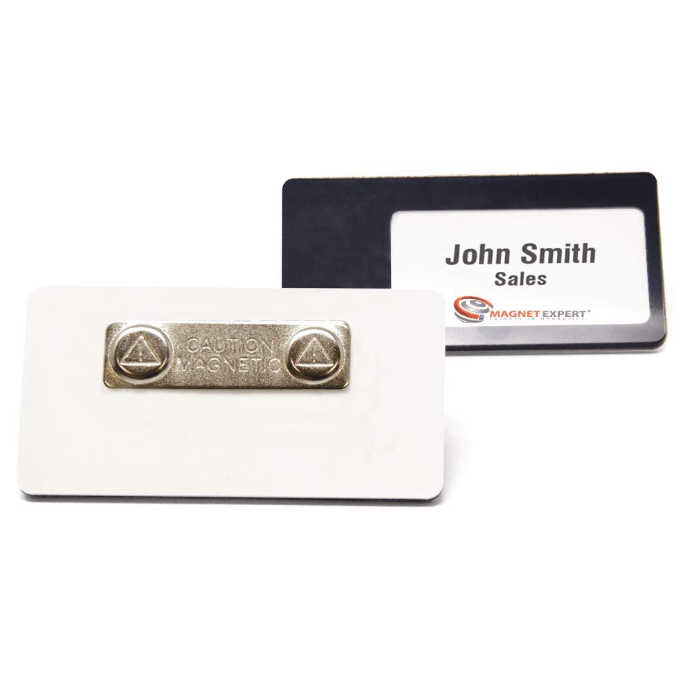 Magnetic Name Badge with Card Insert for Shop, Staff, Conventions, Exhibitors, and Events - 76mm x 38mm