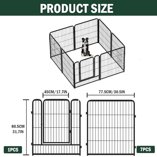 Image of Vivicreate 8 Panels Dog Playpen Indoor Outdoor Metal Pet Fence Portable Foldable Dog Pen Puppy Exercise Pen for Small Medium Dogs Yard RV Camping
