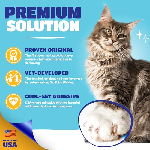 Image of Soft Claws Cat Nail Caps for Small Cats - (40 Caps, Pink and Green) - Made in USA - Veterinarian-Developed | Protects Furniture & Skin - Easy to Apply, Long-Lasting Anti-Scratch Soft Cat Claw Covers