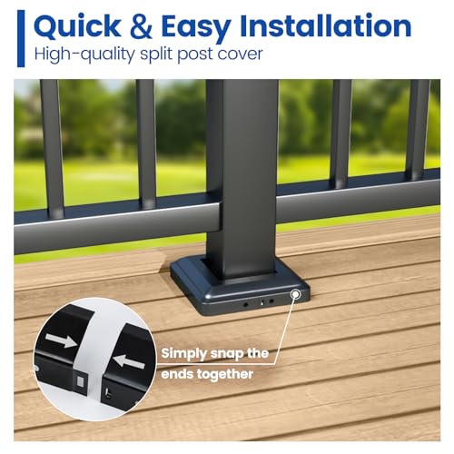 image for Muzata 4Pack Black Post Base Cover for 1.5