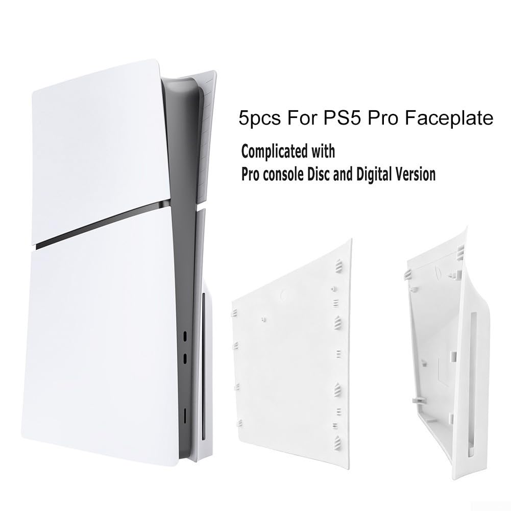 5 x Frontplatten für PS5 Pro Konsole, Ersatzschalen-Set mit 3 mm dicken ABS-Platten, Schutzhülle, Zubehör, kompatibel mit PlayStation 5 Pro Disc (schwarz)