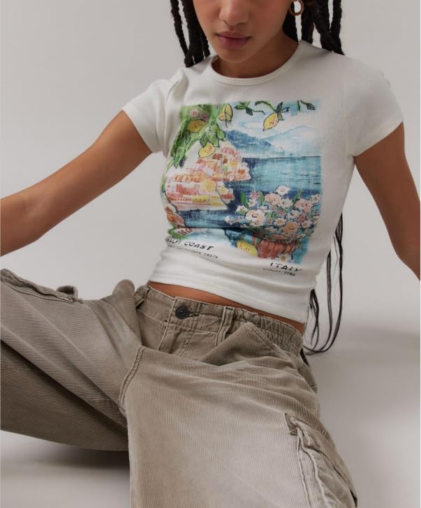 Amiblvowa Y2k Baby Tees Short Sleeve Crop Tops Women Teen Girl Fruit Graphic Print Cropped T Shirts Aesthetic Vintage Clothes4