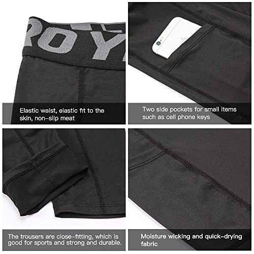 YUSHOW Compression Shorts Mens 3 Pack Sports Anti-Chafing Underwear Base Layer Shorts Quick Dry Running Shorts with Phone Pockets Cycling Tights for Workout Athletic Rugby Short Protect Leg Skin - Image 5
