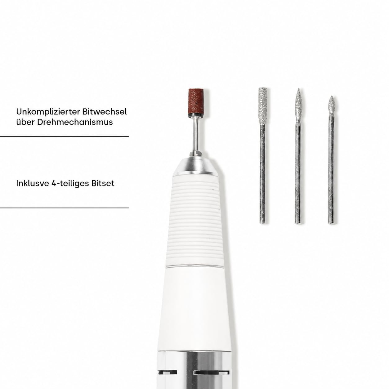 Emmi Nail Fräser Quick 2 Pro – Elektrischer Nagelfräser für Gelnägel & Lack – Nagelfeile mit 4 Bits, 20.000 U/Min, Vor-/Rücklauf, Schnellspannsystem, leise & vibrationsarm für Maniküre & Pediküre
