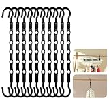 Lot de 10 Cintres Magiques Peu Encombrants avec 5 Trous - Organisateur de Cintres avec Crochets Rotatifs à 360° - Cintre Gain de Place pour Vêtements Lourds en Plastique Robuste, Noir