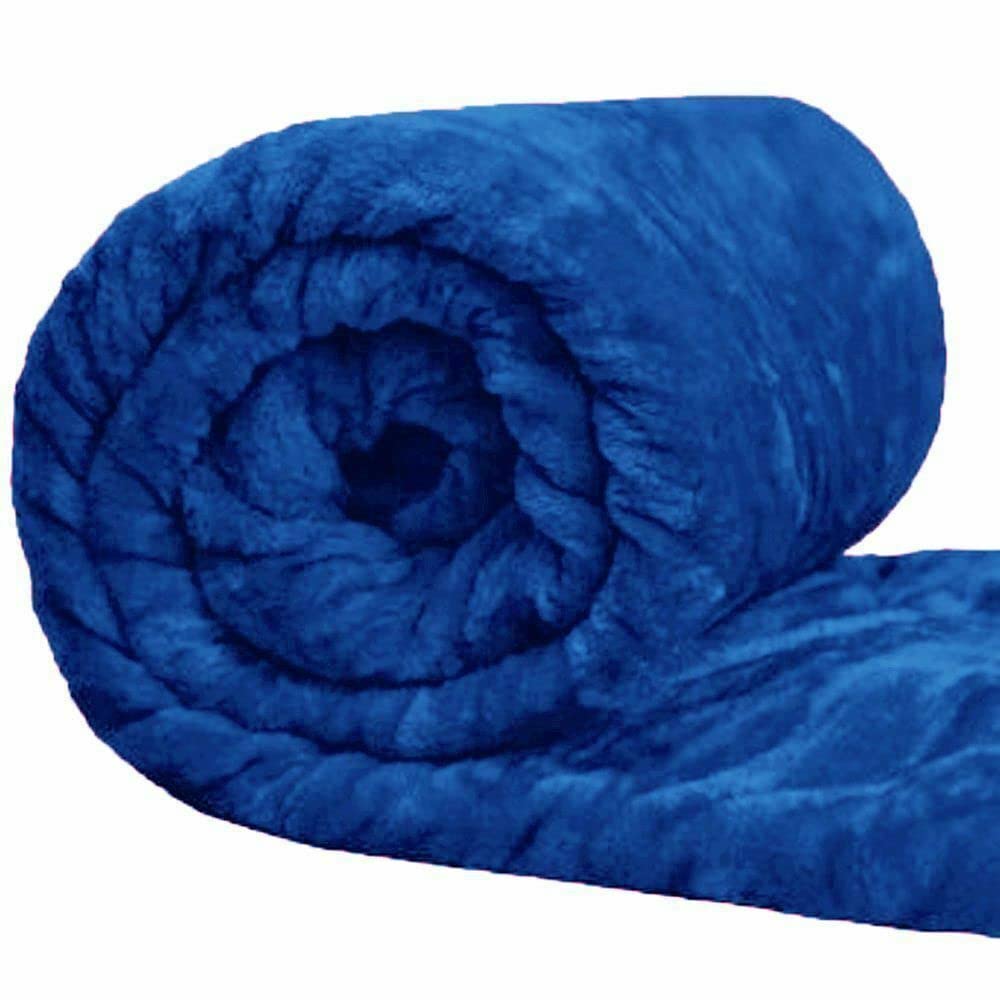 L S U Super Soft Faux Fur Fleece Sofa Bed Warm Mink Throws Winter Throws Soft Blanket (Blue, Single (125cm x 152 cm))
