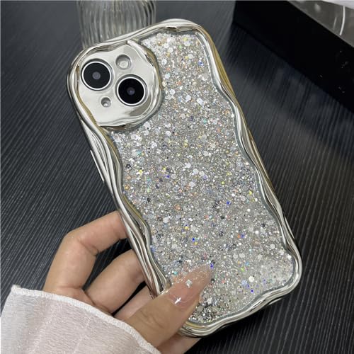 Coque bouclée ondulée LVTFCO pour iPhone XS en silicone argent
