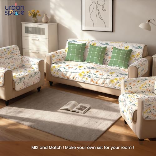 Image of Urban Space 3 Seater Quilted Sofa Cover mat, Non-Slip Sofa Protector, Easy Care & Machine Washable Cover, Sofa Seat Runner for Couch for Living Space (3 Seater - France)
