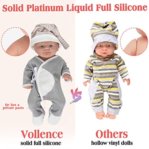 Vollence 36 cm Ganzkörper Silikon Reborn Babypuppe Junge,Vollsilikon Babypuppes, Lebensechte Reborn Babypuppen,Echte realistische Baby Puppe,Kinderpuppe Baby Doll - Junge – Bild 6