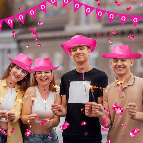 Image of Shyyween 24pcs Sparkly Western Cowgirl Hats for Adult Bulk Glitter Cowboy Hat Adjustable for Men Women Bachelor Western Party