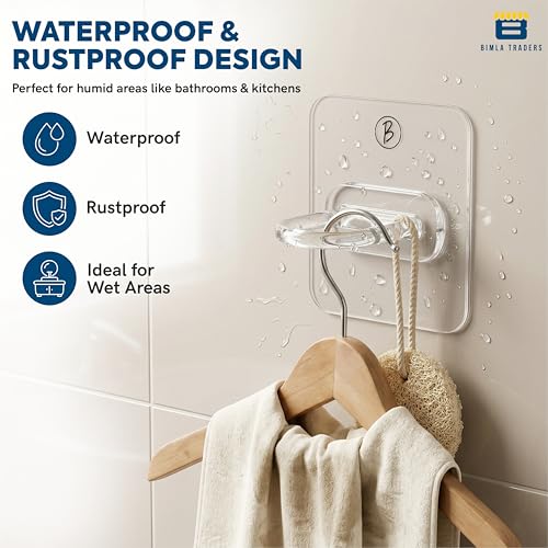 Image of Btag Round StIcker Wall Ring Hook Multi Functional |Damage-Free Hanging for Kitchen, Bathroom, Office | Easy Install, Long-Lasting Hold for Any Room | Waterproof & Rust-Proof Design (Transparent PO20)