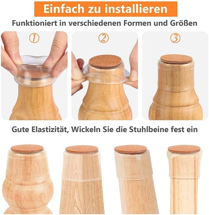 36 Pieces Chair Leg Caps Chair Leg Protectors, Felt Glides for Chairs, Silicone Protective Caps for Chair Legs
