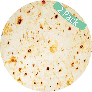AMAZON - Acteb Burritos Tortilla Blanket for Kids & Pets 41in Set of 2 Pack 300GSM Double Sided Print Soft Flannel Wrap Swaddle Round Throw Blankets Home Decor Food Taco Tapestries