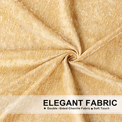 Elkca Thick Chenille Waterfall Swag Valances For Living Room Gold Valance Window Curtains For Kitchen,Pack Of 2 (Gold, 30" W X 22" L) #TOP4
