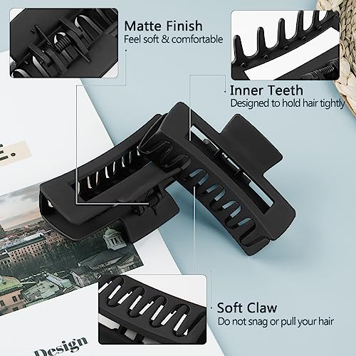 TOCESS 8 Pack Black Big Hair Claw Clips for Women Large Claw Clip for Thin Thick Curly Hair 90's Strong Hold 4.33 Inch Nonslip Matte Jumbo Hair Clips - Image 6