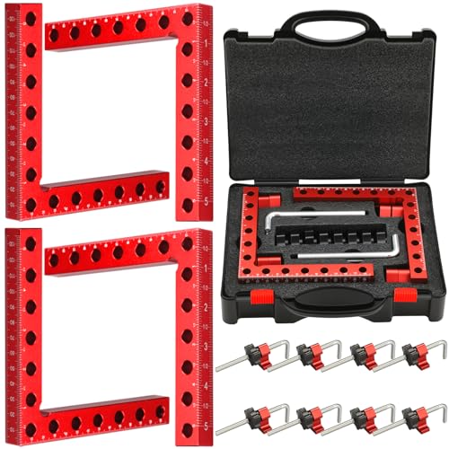 Corner Clamp for Woodworking 90 Degree Clamp Right Angle Clamp 4 Pack 5.5 x 5.5 Aluminum Alloy Positioning Clamping Squares with Case for Picture Frames Boxes Cabinets Drawers