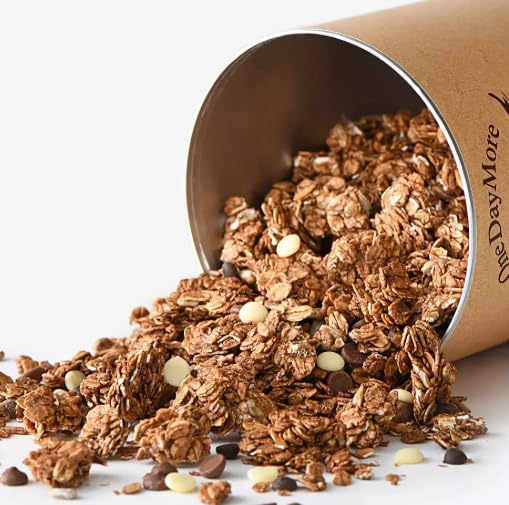 Granola XL-Set, Schoko-Granola mit Himbeeren, Früchte-Granola und dreifach Schokoladig, Reich an Ballaststoffen, Dose, 6 x 450g, 3 x 500g OneDayMore
