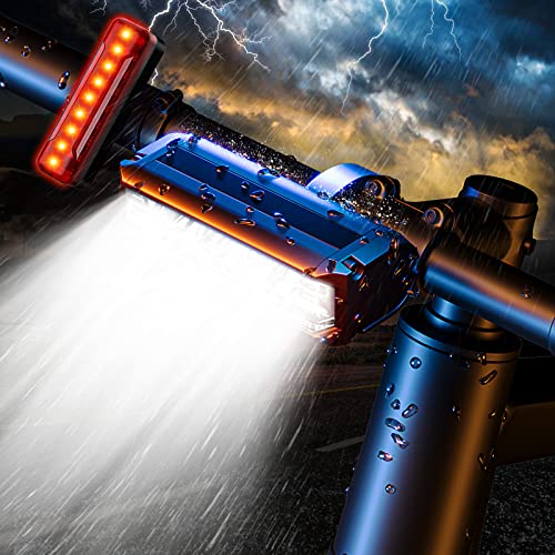 Set Luci Bicicletta A Head 35 Lux LED A Batteria - Faro Anteriore E Posteriore Con Sensore E Luce Diurna - Ricaricabile USB - Omologato Strada