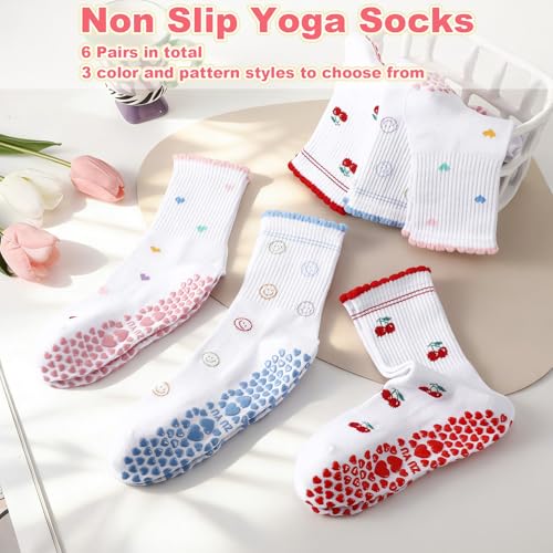 Image of Jspupifip Cute Pilates Socks for Women | Non Slip Yoga Socks with Grips for Barre Workout Athletic Hospital