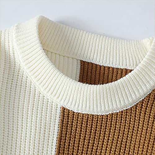 Men's Knit Oversized Sweater Colorblock Sweaters Unisex Crew Neck Long Sleeve Casual Streetwear Tunic Pullover Jumper2
