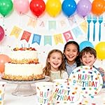 Birthday Plates & Napkins Supplies Tableware Set With 9" & 7" Colorful Dot Paper Plates Cups Plastic Napkins Forks Disposable Dinnerware Happy Birthday Party Decorations - Image 5
