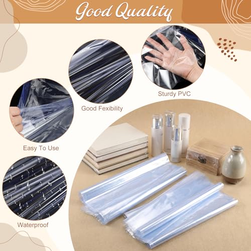 Image of Gersoniel 200 Pieces Heat Shrink Wrap Bags Heat Clear Shrink Film Wrap for Homemade DIY Packaging Soap Candle Bath (14 x 20 Inch)