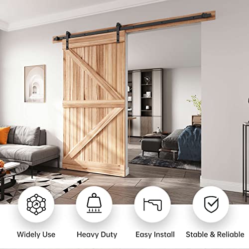Easelife 8 Ft Heavy Duty Sliding Barn Door Hardware Track Kit,Straight Pulley,Slide Smoothly Quietly,Easy Install (8Ft Track Kit For 40"~48" Wide Single Door) #TOP1