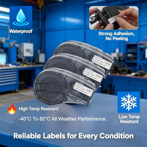 M21-375-595 Vinyl Label Tape - M210 Labels Compatible with BMP21 Plus BMP21 Lab Printer, Black On White, High Adhesion, High & Low Temperature Resistantance - image 4