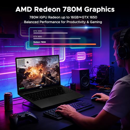 Image of NIMO 15.6 inch IPS FHD-Gaming-Laptop-Computer, AMD Ryzen 7 8745HS 16GB DDR5 RAM 512GB SSD Radeon 780M-Graphics (8C /16T, up to 4.9GHz Beat R9 7940HS) 100W Type-C Charger Backlit Keyboard Fingerprint