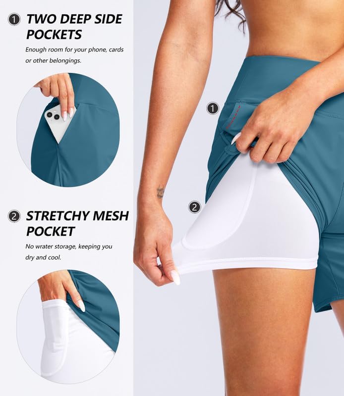 G Gradual Women's 5" High Waisted Swim Board Shorts Quick Dry UPF 50+ Swimming Beach Shorts for Women with Liner Pockets - Image 5