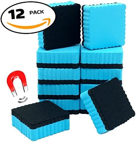 12 Small Whiteboard Erasers | Classroom Dry Erase Eraser - Magnetic - for Home - Office - School - Teacher