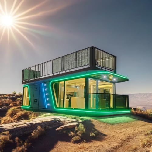 Luxury Modern Desert Container Home, LED Lighting, Rooftop Deck, Glass